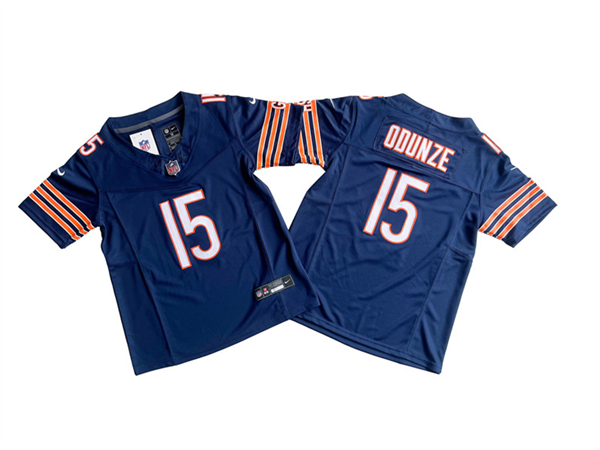 Men's Chicago Bears #15 Rome Odunze Navy 2024 Draft F.U.S.E. Vapor Football Stitched Jersey