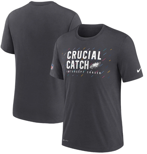 Men's Philadelphia Eagles Charcoal 2021 Crucial Catch Performance T-Shirt