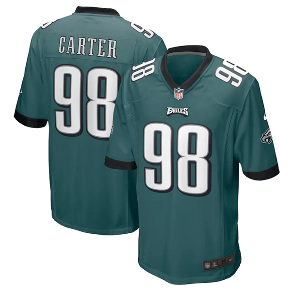 Men's Philadelphia Eagles #98 Jalen Carter Green Stitched Game Jersey - Click Image to Close