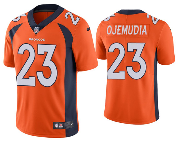 Men's Denver Broncos #23 Michael Ojemudia Orange Vapor Untouchable Limited Stitched Jersey