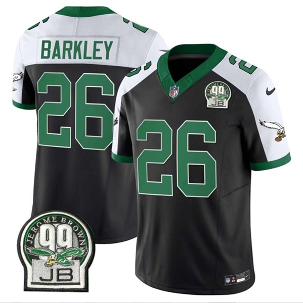 Men's Philadelphia Eagles #26 Saquon Barkley Black 2024 F.U.S.E. Jerome Brown Patch Alternate Football Stitched Jersey