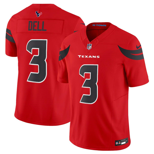 Men's Houston Texans #3 Tank Dell Red 2024 Alternate F.U.S.E Vapor Football Stitched Jersey