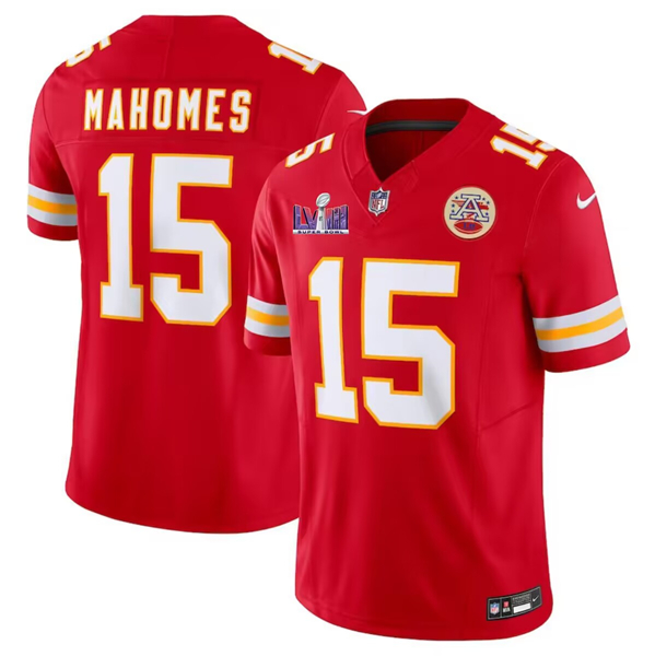 Men??s Kansas City Chiefs #15 Patrick Mahomes Red F.U.S.E. Super Bowl LVIII Patch Vapor Untouchable Limited Football Stitched Jersey