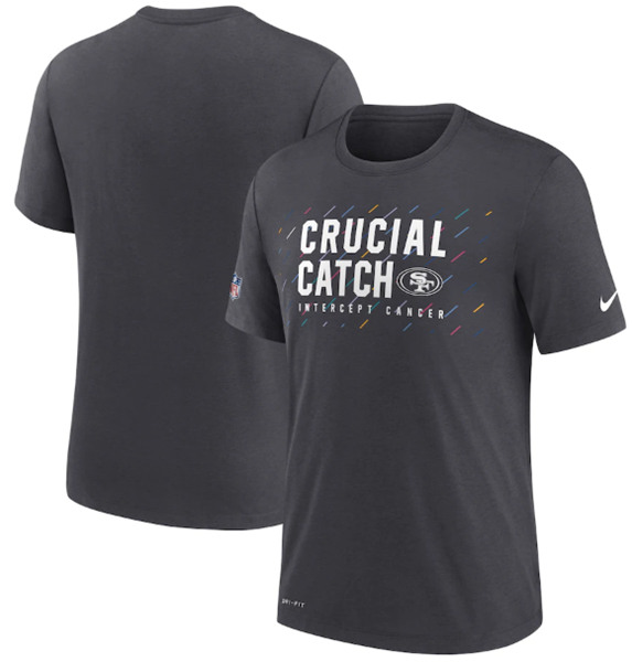 Men's San Francisco 49ers Charcoal 2021 Crucial Catch Performance T-Shirt