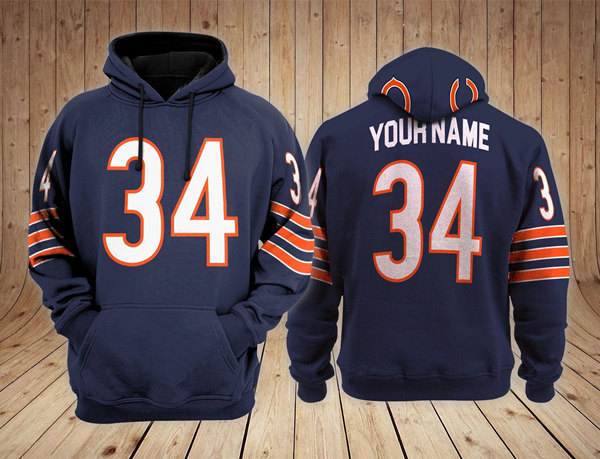 Men's Chicago Bears Active Player Blue Performance Pullover Hoodie - Click Image to Close