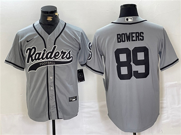 Men's Las Vegas Raiders #89 Brock Bowers Gray Cool Base Baseball Stitched Jersey