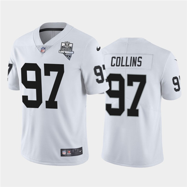 Men's Oakland Raiders White #97 Maliek Collins 2020 Inaugural Season Vapor Limited Stitched NFL Jersey