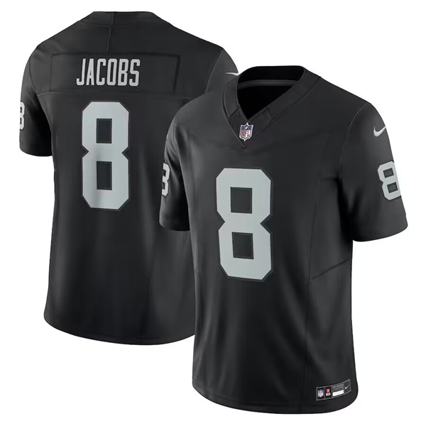 Men's Las Vegas Raiders #8 Josh Jacobs Black 2023 F.U.S.E. Vapor Untouchable Stitched Football Jersey - Click Image to Close