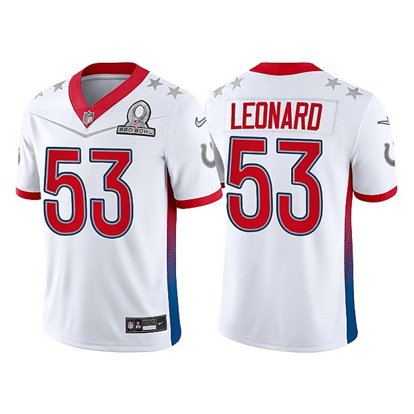 Men's Indianapolis Colts #53 Darius Leonard 2022 White Pro Bowl Stitched Jersey