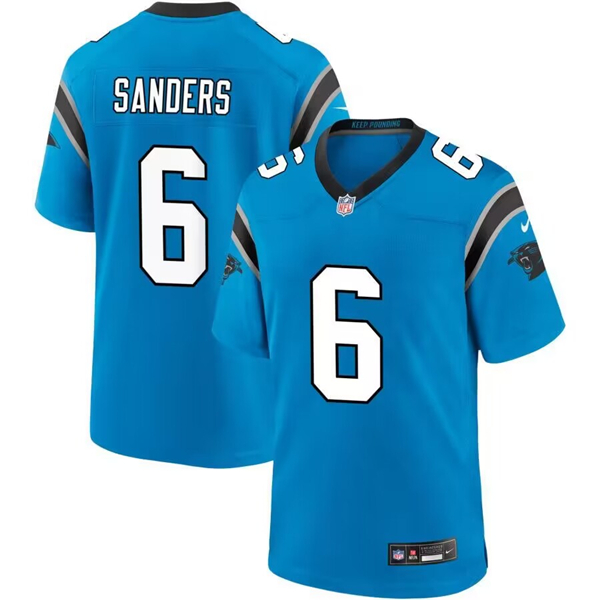 Carolina Panthers #6 Miles Sanders Blue Stitched Game Football Jersey