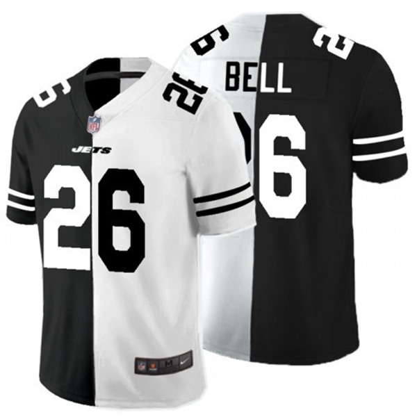 Men's New York Jets #26 Le'Veon Bell Black White Split 2020 Stitched Jersey