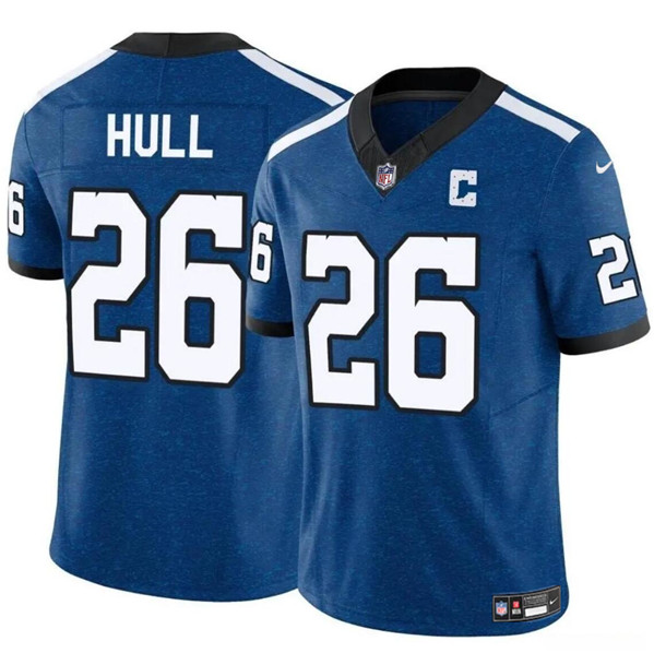 Men's Indianapolis Colts #26 Evan Hull Blue 2024 F.U.S.E. Throwback Vapor Limited Football Stitched Jersey