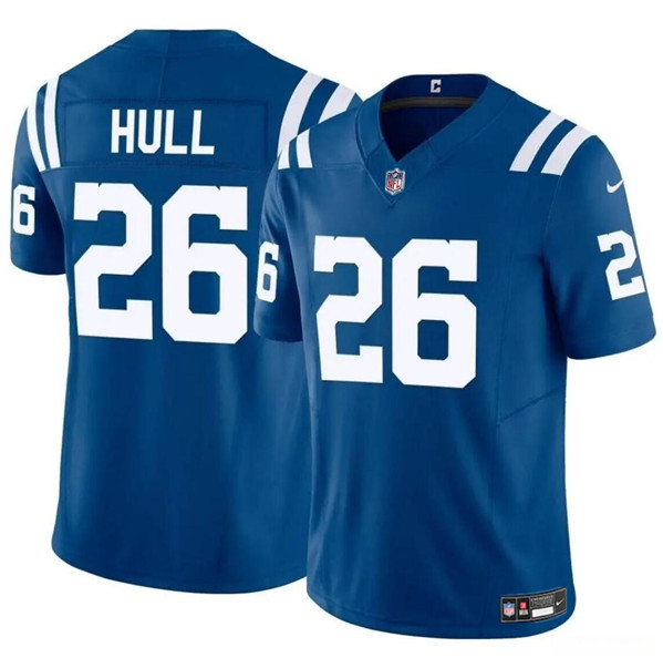 Men's Indianapolis Colts #26 Evan Hull Blue 2024 F.U.S.E. Vapor Limited Football Stitched Jersey