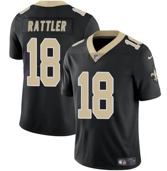 Men's New Orleans Saints #18 Spencer Rattler Black Vapor Limited Football Stitched Jersey