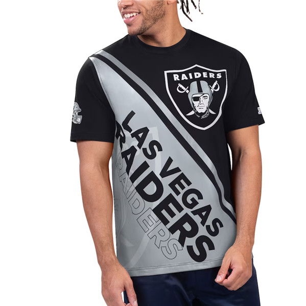 Men's Las Vegas Raiders Black/Gray Starter Finish Line T-Shirt