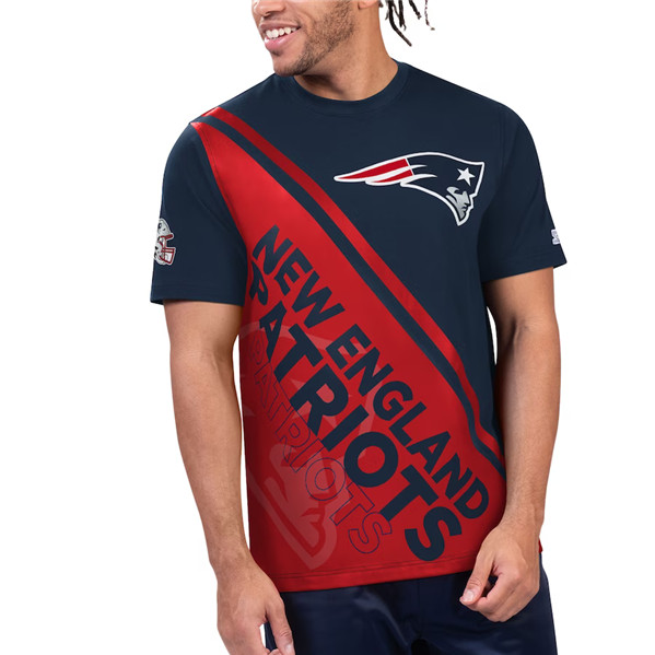 Men's New England Patriots Navy/Red Starter Finish Line T-Shirt