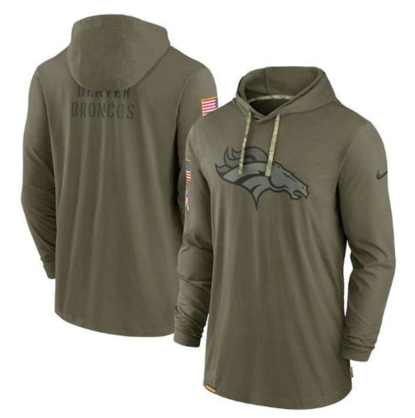 Men's Denver Broncos 2022 Olive Salute to Service Tonal Pullover Hoodie