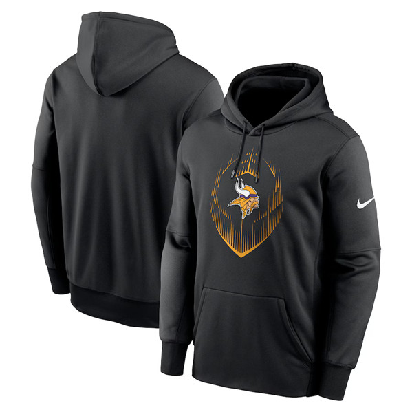 Men's Minnesota Vikings Black Icon Performance Pullover Hoodie