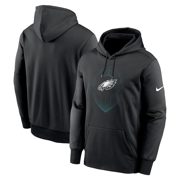 Men's Philadelphia Eagles Black Icon Performance Pullover Hoodie