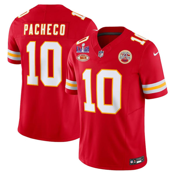 Men's Kansas City Chiefs #10 Isiah Pacheco Red 2024 F.U.S.E. Super Bowl LVIII Patch With "NKH" Patch Vapor Untouchable Limited Football Stitched Jersey - Click Image to Close