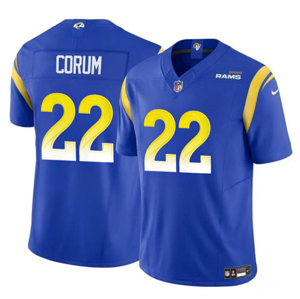 Men's Los Angeles Rams #22 Blake Corum Blue 2024 Draft F.U.S.E. Vapor Untouchable Football Stitched Jersey