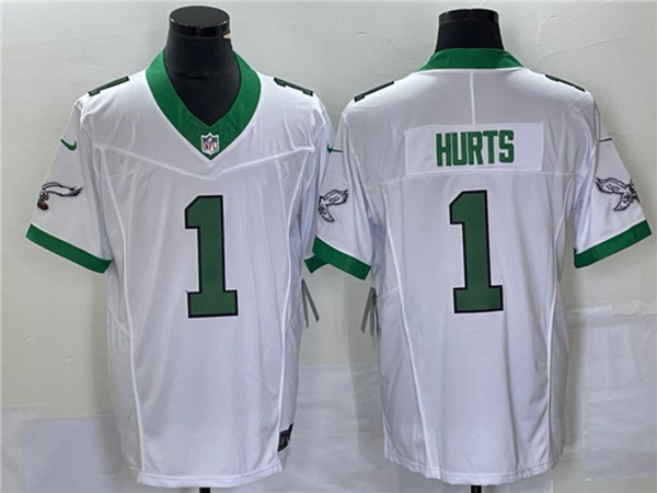 Men's Philadelphia Eagles #1 Jalen Hurts White 2023 F.U.S.E. Vapor Untouchable Football Stitched Jersey