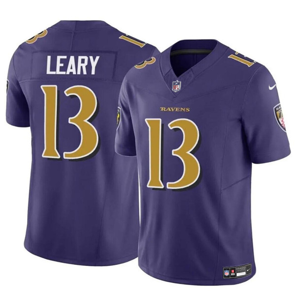 Men's Baltimore Ravens #13 Devin Leary Purple 2023 F.U.S.E. Vapor Limited Football Jersey