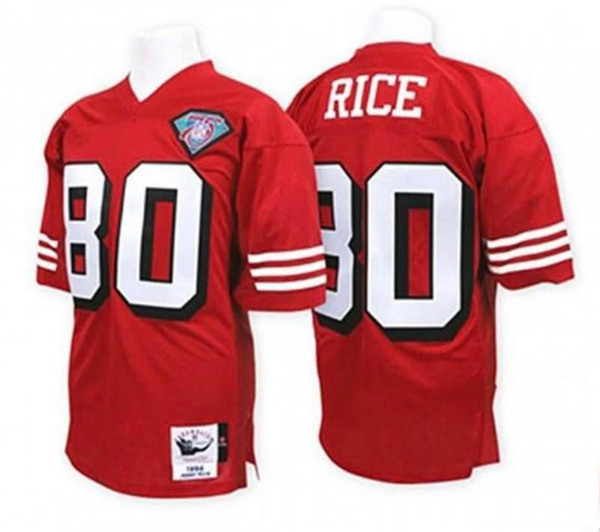 Men's San Francisco 49ers #80 Jerry Rice Red Stitched Throwback NFL Jersey