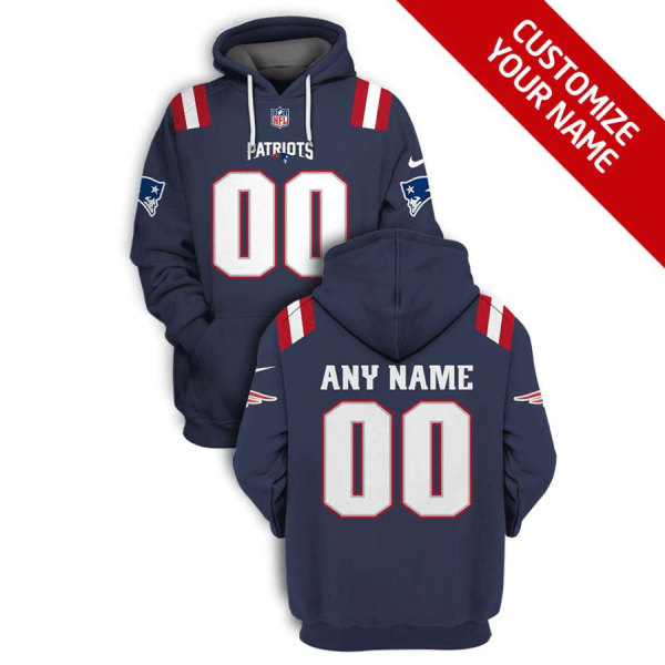 New England Patriots Active Player Custom 2021 Navy Pullover Hoodie(Stitched number&name)