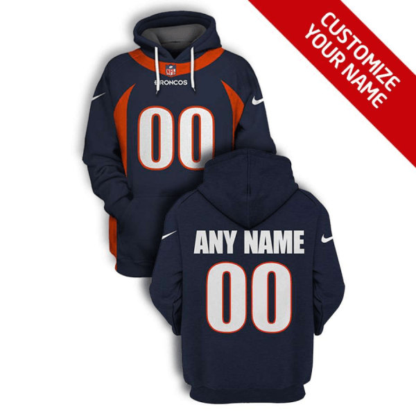 Denver Broncos Active Player Custom 2021 Navy Pullover Hoodie(Stitched number&name)