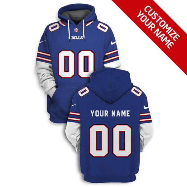 Buffalo Bills Active Player Custom 2021 Blue Pullover Hoodie(Stitched number&name)