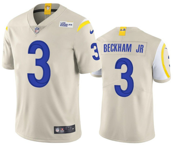 Men's Los Angeles Rams #3 Odell Beckham Jr. 2021 Bone Vapor Untouchable Limited Stitched Football Jersey