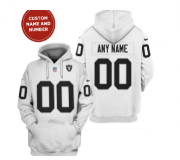 Las Vegas Raiders Active Player Custom 2021 White Pullover Hoodie(Stitched number&name)