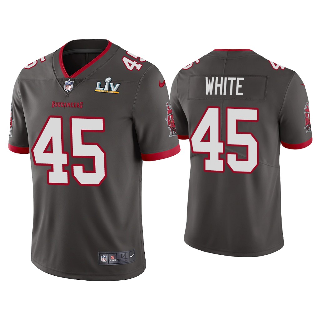 Men's Tampa Bay Buccaneers #45 Devin White Grey 2021 Super Bowl LV Limited Stitched NFL Jersey