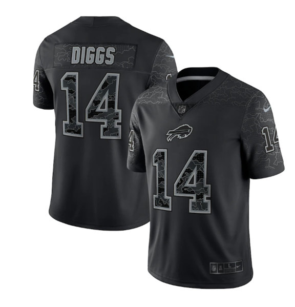 Men's Buffalo Bills #14 Stefon Diggs Black Reflective Limited Stitched Football Jersey