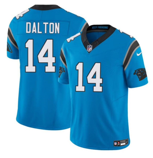 Men's Carolina Panthers #14 Andy Dalton Blue 2024 F.U.S.E. Vapor Limited Football Stitched Jersey