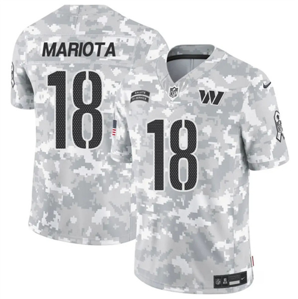 Men's Washington Commanders #18 Marcus Mariota Arctic Camo 2024 F.U.S.E. Salute to Service Limited Football Stitched Jersey