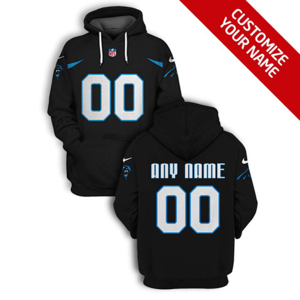 Carolina Panthers Active Player Custom 2021 All Black Pullover Hoodie(Stitched number&name)