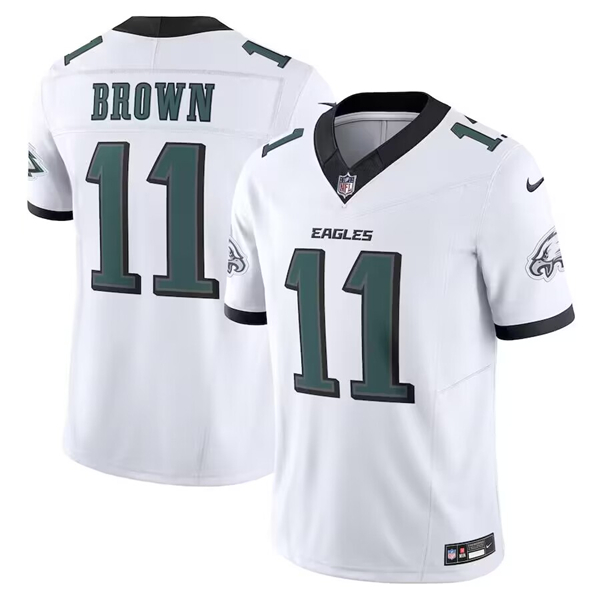 Men's Philadelphia Eagles #11 A.J. Brown White Front Special font F.U.S.E. Limited Football Stitched Jersey