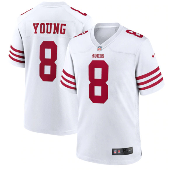 Men's San Francisco 49ers #8 Steve Young 2022 New White Stitched Game Jersey - Click Image to Close