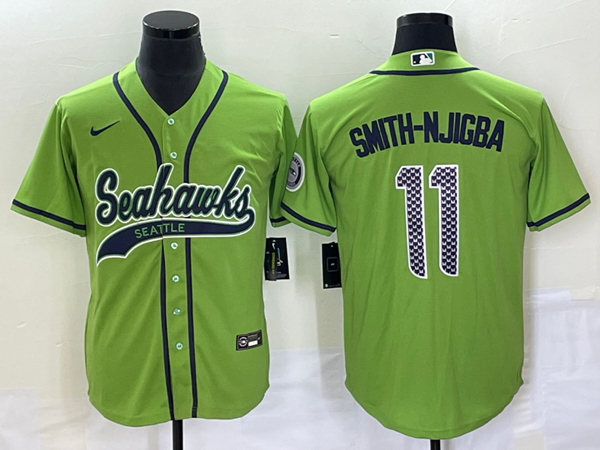 Seattle Seahawks #11 Jaxon Smith-Njigba Green With Patch Cool Base Stitched Baseball Jersey