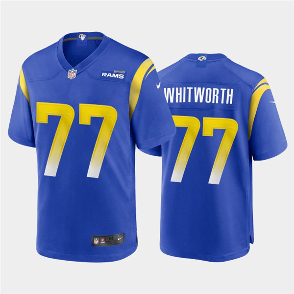 Men's Los Angeles Rams #77 Andrew Whitworth 2020 Royal NFL Stitched Jersey - Click Image to Close