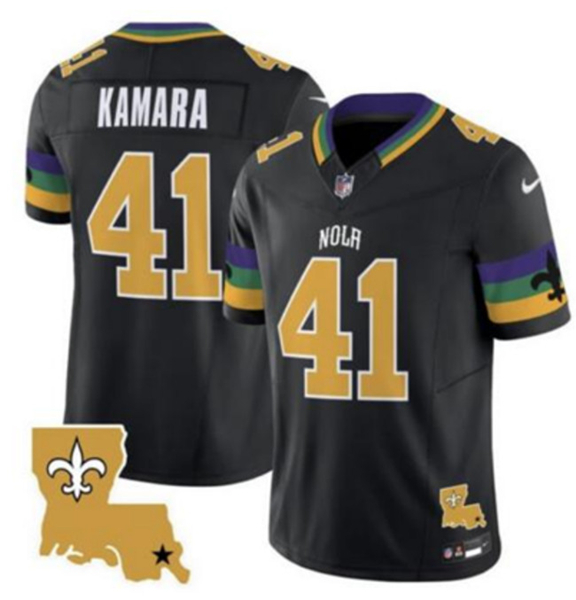 Men's New Orleans Saints #41 Alvin Kamara Black 2024 F.U.S.E. Vapor Limited Football Stitched Jersey