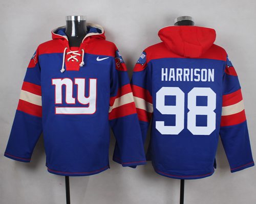 Nike Giants #98 Damon Harrison Royal Blue Player Pullover NFL Hoodie