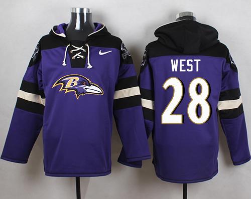 Nike Ravens #28 Terrance West Purple Player Pullover NFL Hoodie