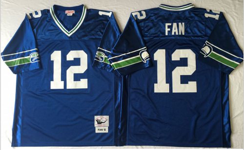 Men's Seattle Seahawks #12 Fan Blue Throwback Stitched NFL Jersey