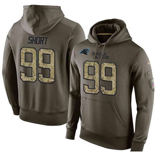 NFL Men's Nike Carolina Panthers #99 Kawann Short Stitched Green Olive Salute To Service KO Performance Hoodie