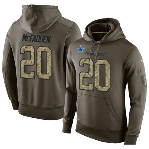 NFL Men's Nike Dallas Cowboys #20 Darren McFadden Stitched Green Olive Salute To Service KO Performance Hoodie