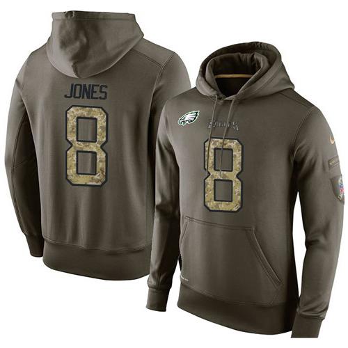 NFL Men's Nike Philadelphia Eagles #8 Donnie Jones Stitched Green Olive Salute To Service KO Performance Hoodie