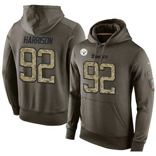 NFL Men's Nike Pittsburgh Steelers #92 James Harrison Stitched Green Olive Salute To Service KO Performance Hoodie